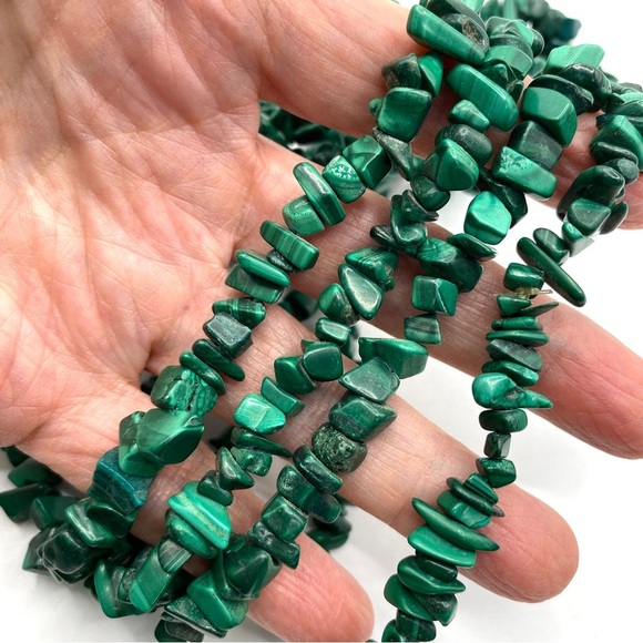 Malachite Stone Necklaces Set of 2 Long Necklaces - Picture 7 of 9